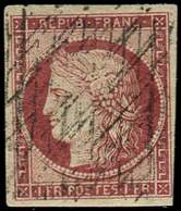 EMISSION DE 1849 - 6     1f. Carmin, Oblitéré GRILLE SANS FIN, TB. C - 1849-1850 Cérès