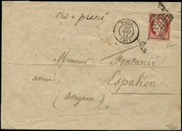 Let EMISSION DE 1849 - 6     1f. Carmin, Obl. GRILLE S. Env., Càd T15 PARIS 28/5/51, TB. C - 1849-1850 Ceres