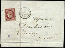 Let EMISSION DE 1849 - 6     1f. Carmin, Nuance Soutenue, Au Filet Sur 2 Mm Mais Intact, Obl. PC S. LAC, Càd T15 JOIGNY  - 1849-1850 Ceres