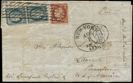 Let EMISSION DE 1849 - 6B    1f. Carmin-brun TTB Et N°4 PAIRE Touchée, Obl. GRILLE SANS FIN S. LAC, Càd PARIS 16/7/51, A - 1849-1850 Cérès