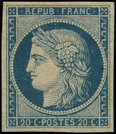 (*) EMISSION DE 1849 - 8    20c. Bleu Sur Jaunâtre Dit "Durrieu", Frais Et TB - 1849-1850 Ceres