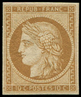 * EMISSION DE 1849 - R1f  10c. Bistre-jaune, REIMPRESSION, TB - 1849-1850 Cérès