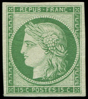 ** EMISSION DE 1849 - R2e  15c. Vert Vif Clair, REIMPRESSION, Fraîcheur Postale, Superbe - 1849-1850 Ceres