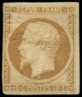 * PRESIDENCE - 9    10c. Bistre-jaune, Pelurage Dans Un Angle, Sinon Très Frais Et TB, Timbre Très RARE En Neuf Avec Sa  - 1852 Louis-Napoleon