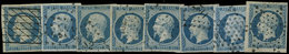 PRESIDENCE - 10   25c. Bleu, 8 Ex. Obl. Et Nuances Diverses, Ex. Choisis, TB/TTB - 1852 Louis-Napoléon