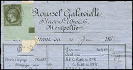 Let EMPIRE NON DENTELE - 11    1c. Olive, Cdf Avec CARRE De REPERE, Obl. Càd MONTPELLIER 6/62 S. Imprimé, RR S. Document - 1853-1860 Napoléon III