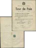 Let EMPIRE NON DENTELE - 11    1c. Olive, Obl. Càd T15 LA REOLE 10/8/61 S. Affiche Complète De La Mairie TAXE Du PAIN, D - 1853-1860 Napoléon III.