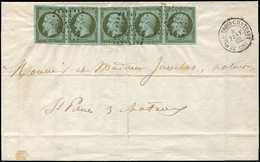 Let EMPIRE NON DENTELE - 11    1c. Olive, BANDE De 5 Obl. PC 3232 S. LAC, Càd T15 St PAUL-TROIS-CHATEAUX 4/1/62, Superbe - 1853-1860 Napoléon III.