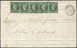 Let EMPIRE NON DENTELE - 11    1c. Olive, BANDE De 5 Obl. PC 3232 S. LAC, Càd T15 St PAUL-TROIS-CHATEAUX 4/1/62, Superbe - 1853-1860 Napoleon III