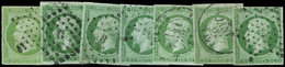 EMPIRE NON DENTELE - 12    5c. Vert, 7 Nuances, Oblitérations Diverses, TB - 1853-1860 Napoléon III