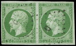 EMPIRE NON DENTELE - 12b   5c. Vert Foncé, PAIRE Obl., TB - 1853-1860 Napoléon III