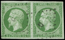 EMPIRE NON DENTELE - 12b   5c. Vert Foncé, PAIRE Obl., TB - 1853-1860 Napoleone III