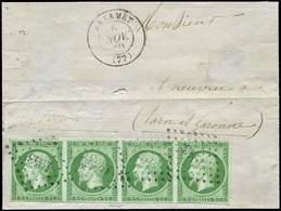 Let EMPIRE NON DENTELE - 12    5c. Vert, BANDE De 4 Obl. PC 1943 S. LSC, Càd T15 MAZAMET 6/11/60, TTB - 1853-1860 Napoleone III