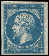 ** EMPIRE NON DENTELE - 14A  20c. Bleu, T I, TB - 1853-1860 Napoleon III