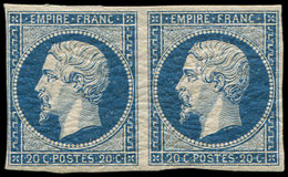 * EMPIRE NON DENTELE - 14A  20c. Bleu, T I, PAIRE, TB. Br - 1853-1860 Napoléon III