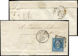 Let EMPIRE NON DENTELE - 14Ae 20c. Bleu Sur Lilas, T I, Obl. PC 441 S. LAC, Càd T15 BORDEAUX 11/3/58, TB - 1853-1860 Napoléon III.