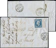 Let EMPIRE NON DENTELE - L14Ai 20c. Bleu, T I, FILET D'ENCADREMENT, Obl. PC 1497 S. LAC, Càd LA HAYE-DESCARTES 9/7/59, T - 1853-1860 Napoleon III