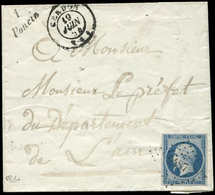 Let EMPIRE NON DENTELE - 15   25c. Bleu, Obl. PC 2487 S. LSC, Càd T15 CERDON Et Cursive 1/PONCIN, TB. C - 1853-1860 Napoleon III