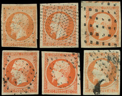 EMPIRE NON DENTELE - 16   40c. Orange, 6 Ex. Choisis, Nuances Et Oblitérations Diverses, B/TB - 1853-1860 Napoléon III.