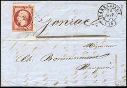 Let EMPIRE NON DENTELE - 17A  80c. Carmin, Voisin En Haut, Obl., PC 2(5)1 Sur LAC, Càd T15 BARBEZIEUX 22/11/55, TTB. J - 1853-1860 Napoléon III