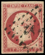 EMPIRE NON DENTELE - 18f   1f. Carmin Clair Obl. Los. DS2, Pelurage, Aspect TB - 1853-1860 Napoléon III.