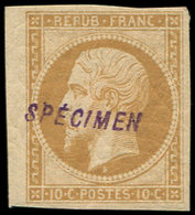 * EMPIRE NON DENTELE - S13A  10c. Bistre T I, Surch. SPECIMEN, TB - 1853-1860 Napoléon III