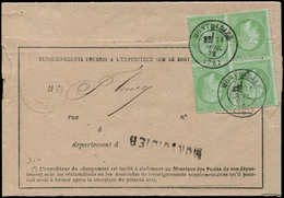 Let EMPIRE DENTELE - 20    5c. Vert, BLOC De 4 Pli D'archive S. Paire Inf., Obl. Càd T17 MONTDIDIER 31/7/72 S. Sort De C - 1862 Napoléon III