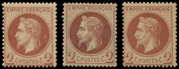 ** EMPIRE LAURE - 26A Et 26B, 2c. Rouge-brun T I Et T II (2 Nuances), TB - 1863-1870 Napoléon III Lauré