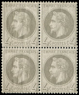 * EMPIRE LAURE - 27Bd  4c. Gris-jaunâtre, T II, BLOC De 4 Bien Centré, TB - 1863-1870 Napoléon III Lauré