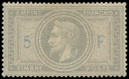 * EMPIRE LAURE - 33A   5f. Violet-gris, 5 Et F En BLEU, Ch. Un Peu Forte Mais Cependant TB - 1863-1870 Napoléon III. Laure