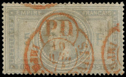 EMPIRE LAURE - 33    5f. Violet-gris, Obl. Càd ROUGE Des IMPRIMES PD, Aspect TB. C - 1863-1870 Napoléon III. Laure