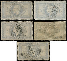 EMPIRE LAURE - 33    5f. Violet-gris, 5 Ex. Obl., Tous états, B - 1863-1870 Napoléon III. Laure