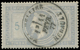 EMPIRE LAURE - 33A   5f. Violet-gris, 5 Et F En Bleu, Obl. Càd T18 MONTPELLIER 11/2/77, TTB - 1863-1870 Napoléon III. Laure