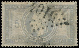 EMPIRE LAURE - 33f   5f. Violet-gris, BURELAGE DOUBLE, Obl. GC 5104 De SHANG-HAI, Petit Pelurage, Aspect TB. C - 1863-1870 Napoléon III. Laure