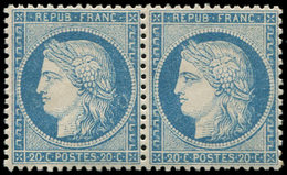 ** SIEGE DE PARIS - 37   20c. Bleu, PAIRE, Fraîcheur Postale, Superbe - 1870 Siège De Paris