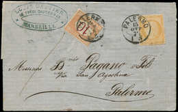 Let SIEGE DE PARIS - 38   40c. Orange, Obl. Càd PALERMO 15/10/73 S. LSC De Marseille Avec T. Taxe Italien 10c. Obl. Même - 1870 Siège De Paris