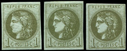 * EMISSION DE BORDEAUX - 39A, 39B Et 39C, 1c. Olive, R I, II Et III, TB - 1870 Ausgabe Bordeaux