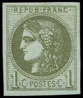 * EMISSION DE BORDEAUX - 39C   1c. Olive, R III, Gomme Mate, TB. Br - 1870 Ausgabe Bordeaux