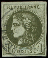 EMISSION DE BORDEAUX - 39A   1c. Olive, R I, Obl. Càd, TB - 1870 Ausgabe Bordeaux
