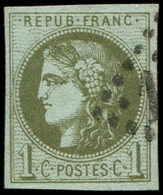 EMISSION DE BORDEAUX - 39C   1c. Olive, R III, Obl. GC, Effigie Dégagée, TTB - 1870 Emission De Bordeaux