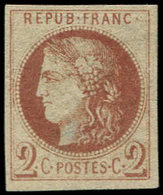 (*) EMISSION DE BORDEAUX - 40Af  2c. Brun-rouge, Impression Fine De Tours, Pelurage, Aspect TTB - 1870 Ausgabe Bordeaux