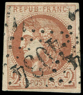 EMISSION DE BORDEAUX - 40B   2c. Brun-rouge, R II, Obl. GC 4034, TB. Br - 1870 Ausgabe Bordeaux