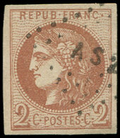 EMISSION DE BORDEAUX - 40B   2c. Brun-rouge, R II, Obl. Los. AS2, Belles Marges, TTB. C - 1870 Ausgabe Bordeaux