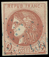 EMISSION DE BORDEAUX - 40B   2c. Brun-rouge, R II, Obl. PC Du GC BLEU, TTB - 1870 Emission De Bordeaux