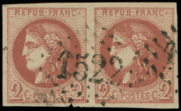 EMISSION DE BORDEAUX - 40B   2c. Brun-rouge, PAIRE Obl. GC 1522, Belle Nuance, TTB - 1870 Ausgabe Bordeaux