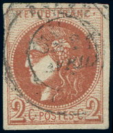 EMISSION DE BORDEAUX - 40Ba  2c. ROUGE-BRIQUE, R II, Obl., TB. C - 1870 Ausgabe Bordeaux