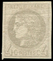 * EMISSION DE BORDEAUX - 41A   4c. Gris, R I, Pos. 15, Très Intéressante Variété Dans Le Cadre Supérieur, Inf. Point De  - 1870 Emission De Bordeaux