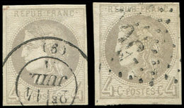 EMISSION DE BORDEAUX - 41B   4c. Gris, R II, 2 Ex. Obl. GC Et Càd T17, Défx, Aspect TTB - 1870 Ausgabe Bordeaux