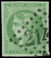 EMISSION DE BORDEAUX - 42B   5c. Vert-jaune, R II, 2ème état (Maury 42g), Obl. GC 214( ), Frappe TTB, Cote Maury - 1870 Emission De Bordeaux