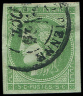 EMISSION DE BORDEAUX - 42B   5c. Vert-jaune, R II, 2e état, Obl. Càd T17 ST ETIENNE, TB, Cote Maury - 1870 Emission De Bordeaux